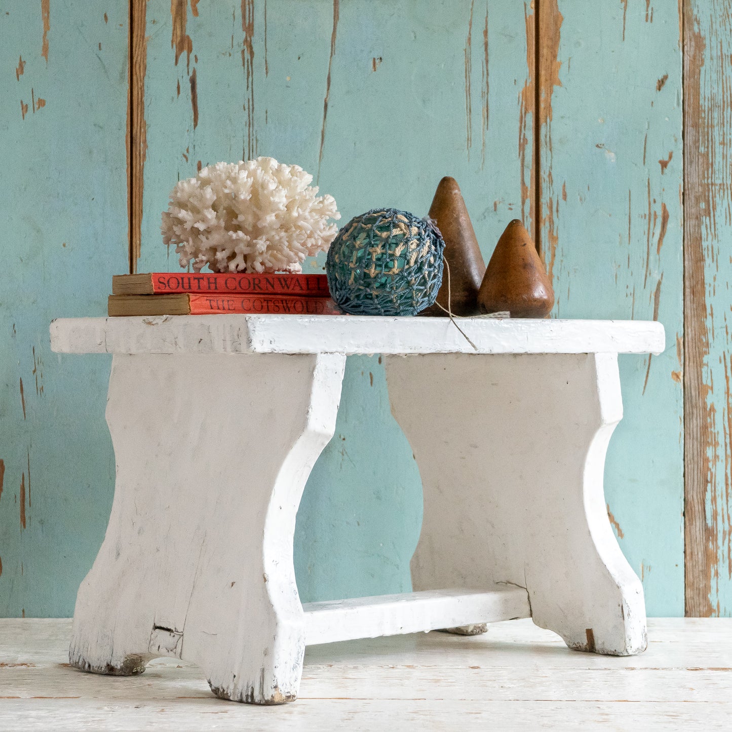 Rustic White Painted Stool