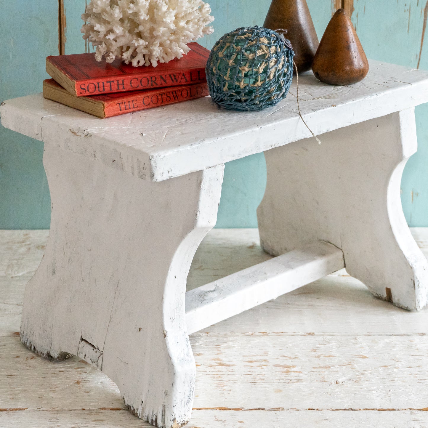 Rustic White Painted Stool