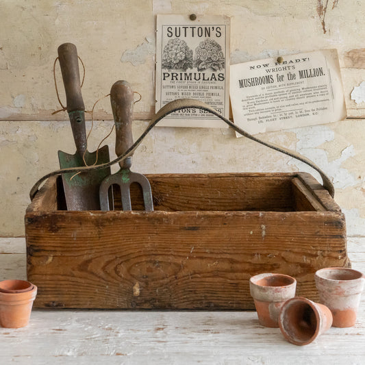 Rustic Wooden Caddy with Canvas Handle