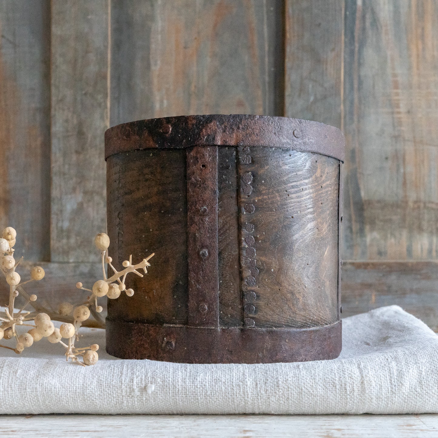 Rustic Wooden Half Gallon Grain Measure