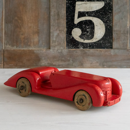 Scratch Built Bright Red Wooden Car