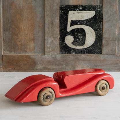 Scratch Built Bright Red Wooden Car