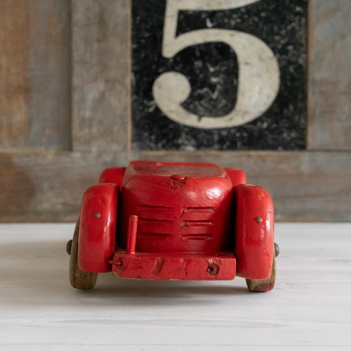 Scratch Built Bright Red Wooden Car