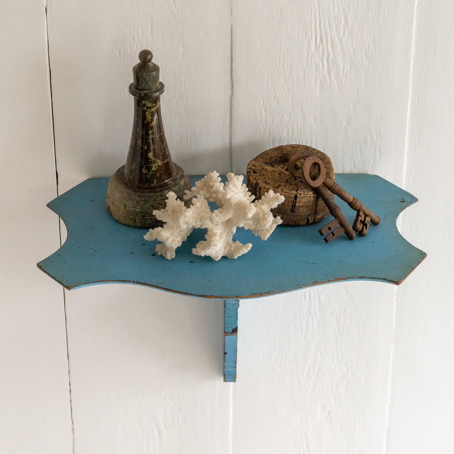 Small Decorative Original Painted Blue Shelf