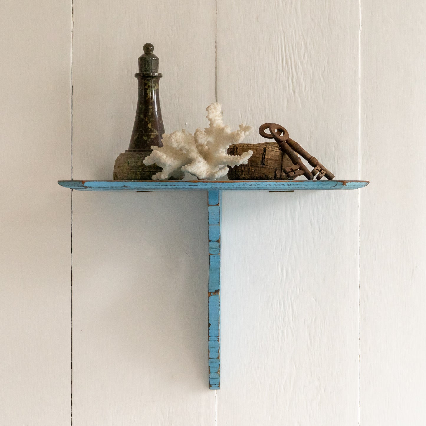 Small Decorative Original Painted Blue Shelf
