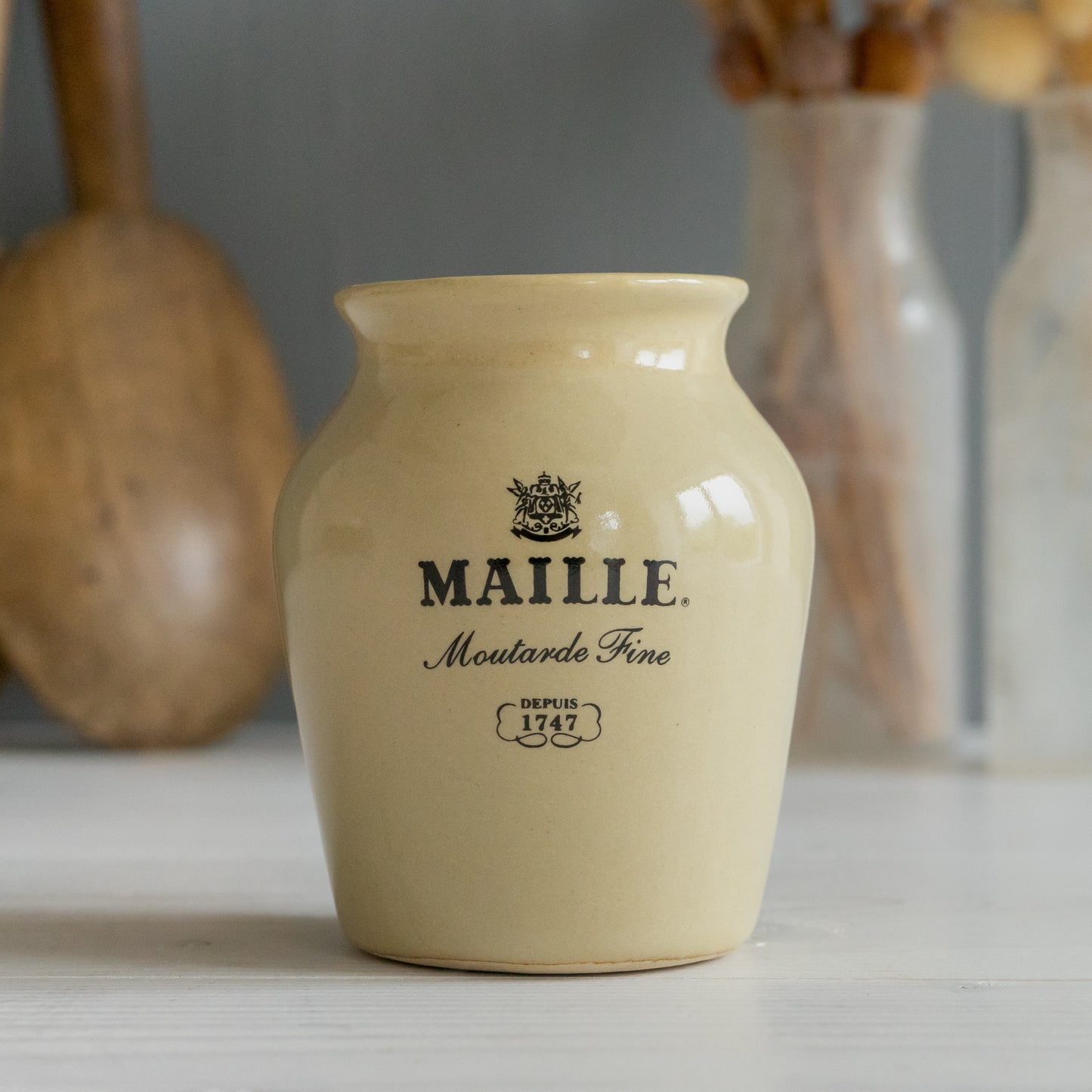 Small Stoneware Maille Mustard Pot