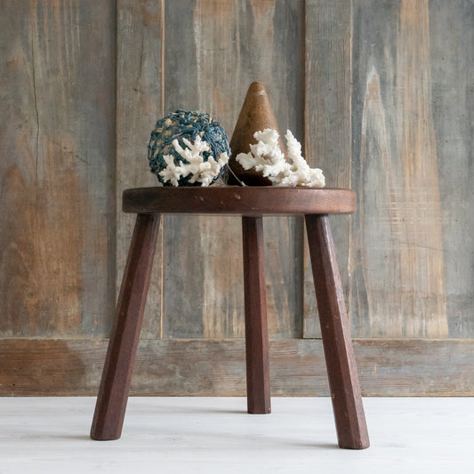 Small Vintage Mahogany Milking Stool