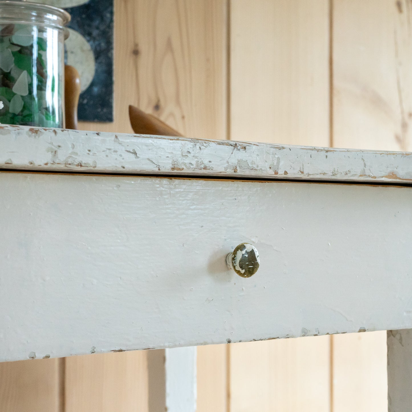 Small White Painted Rustic Side Table