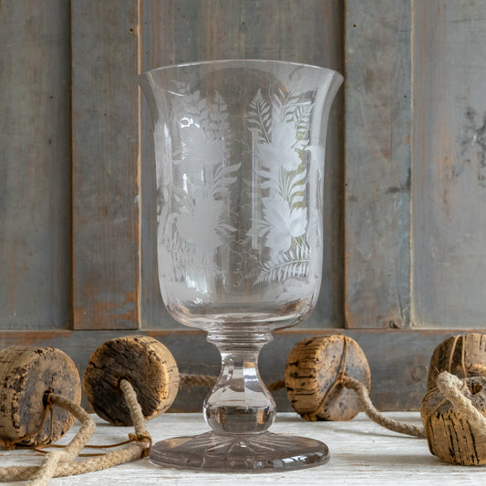 Stunning Antique Etched Glass Celery Vase