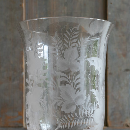 Stunning Antique Etched Glass Celery Vase