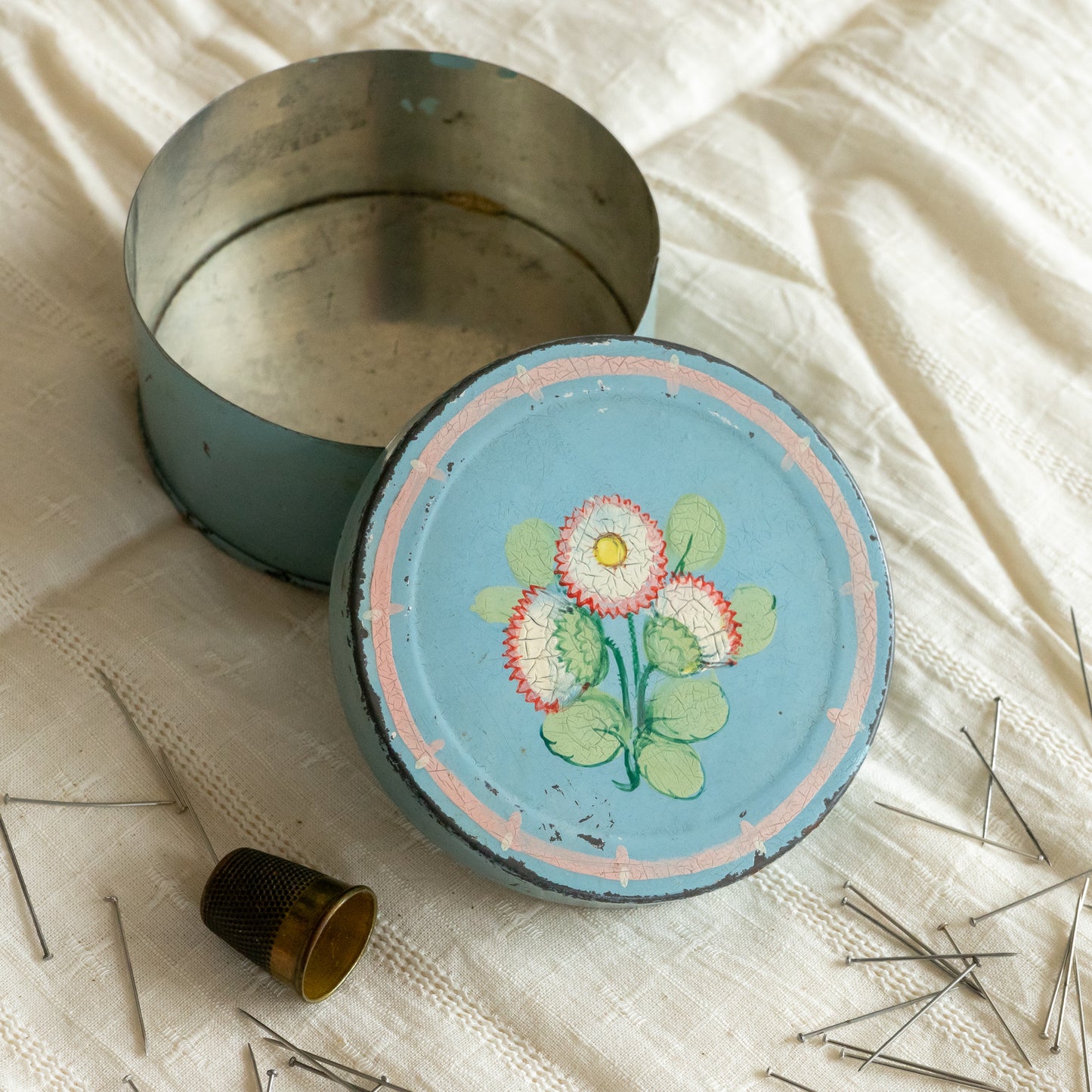 Sweet Little Vintage Painted Tin