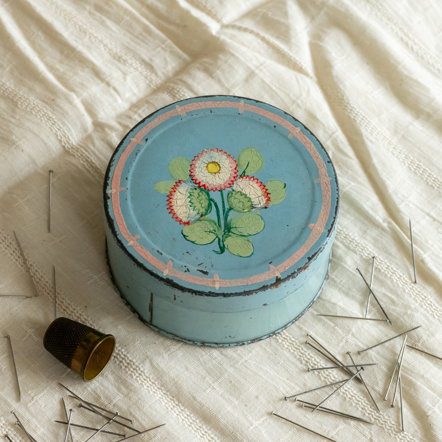 Sweet Little Vintage Painted Tin