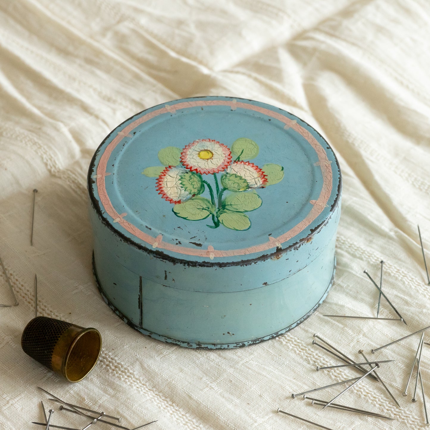 Sweet Little Vintage Painted Tin