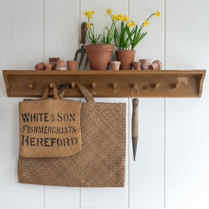 Timeworn Rustic Painted Coat Hooks and Shelf