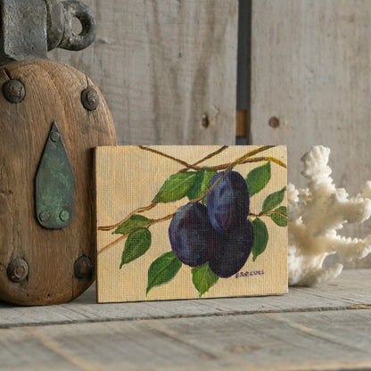 Tiny Oil Painting of Plums