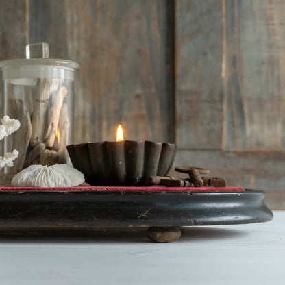 Velvet Covered Oval Ebonised Dome Base