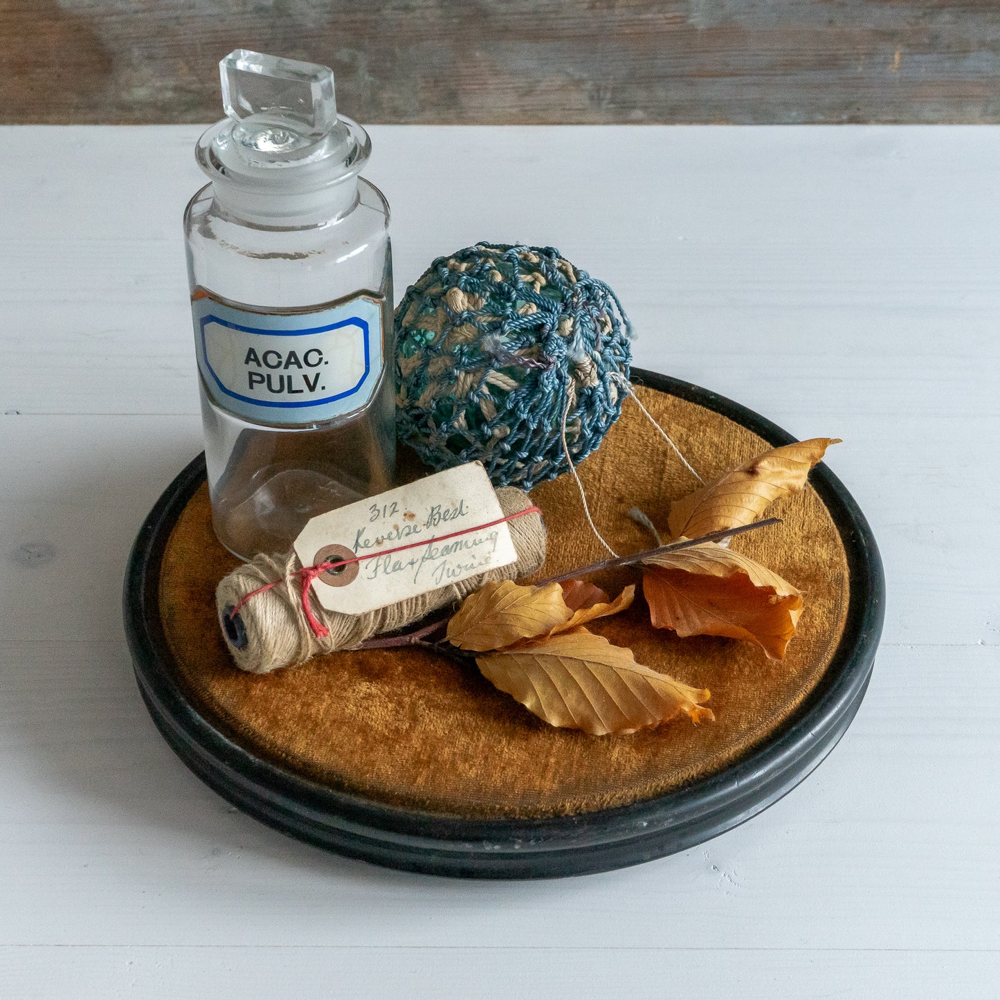Velvet Covered Round Ebonised Dome Base