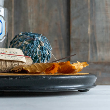 Velvet Covered Round Ebonised Dome Base