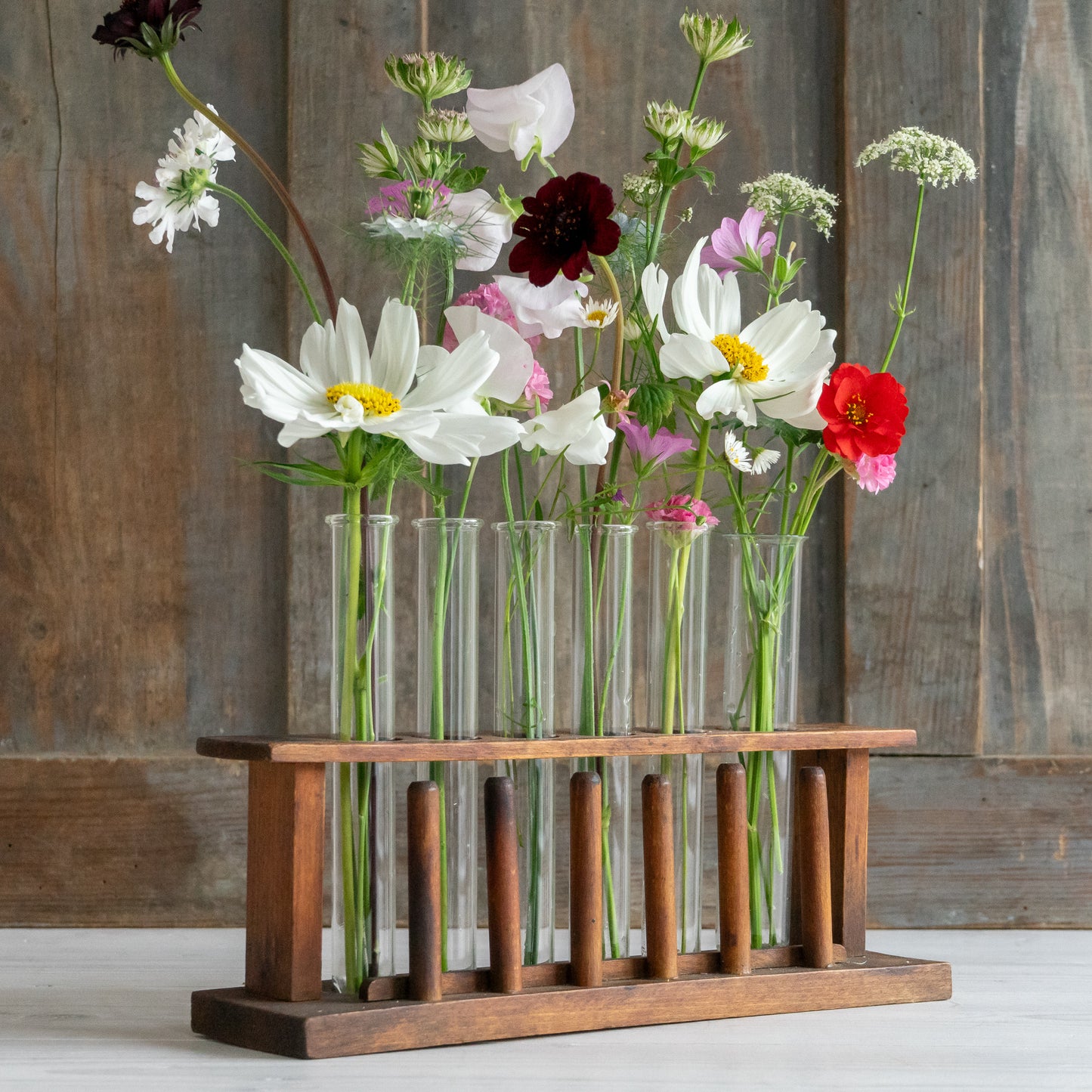 Vintage 6 Glass Test Tube Rack