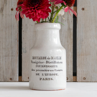 Vintage French Ironstone Mustard Pot