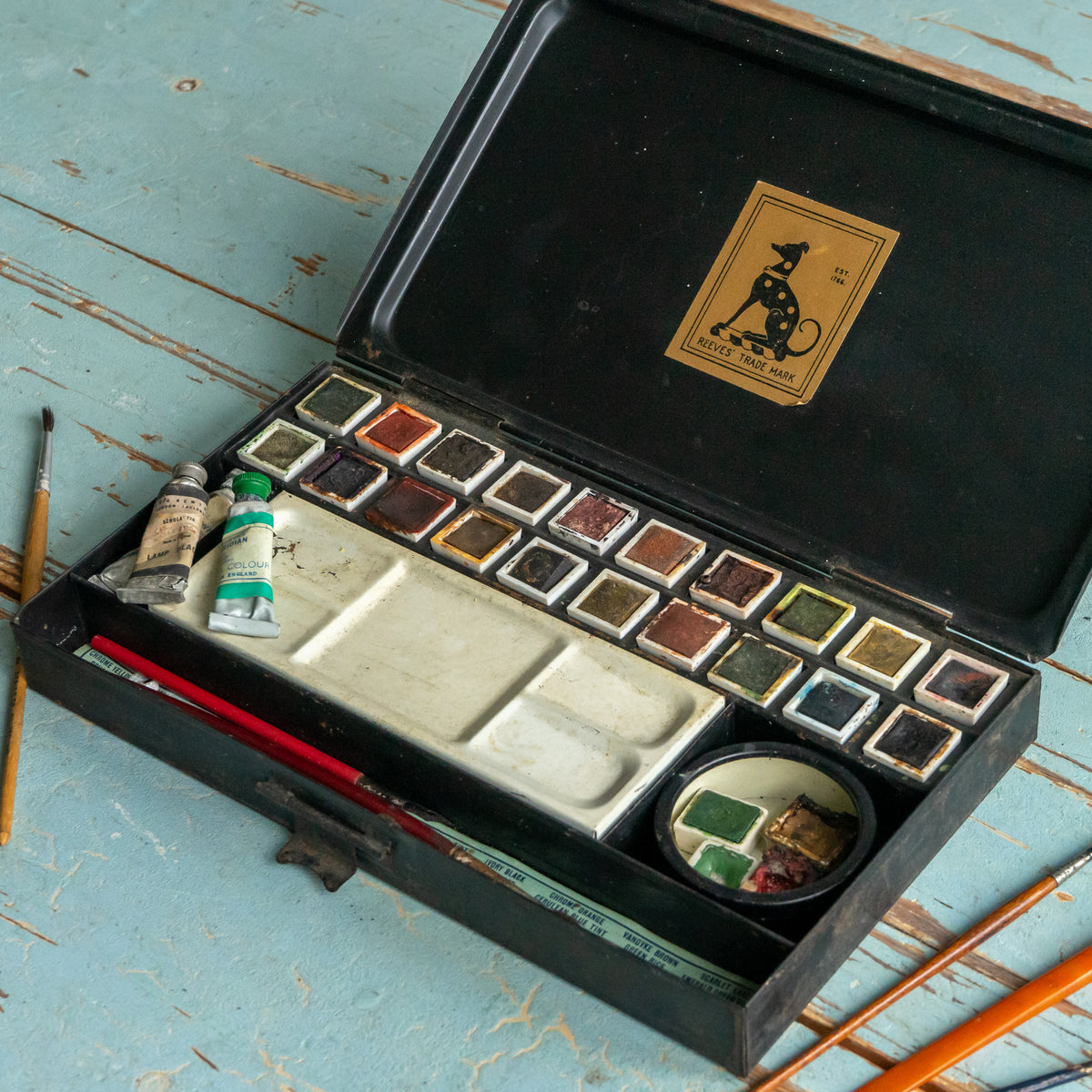 Vintage Reeves Paint Tin and Contents