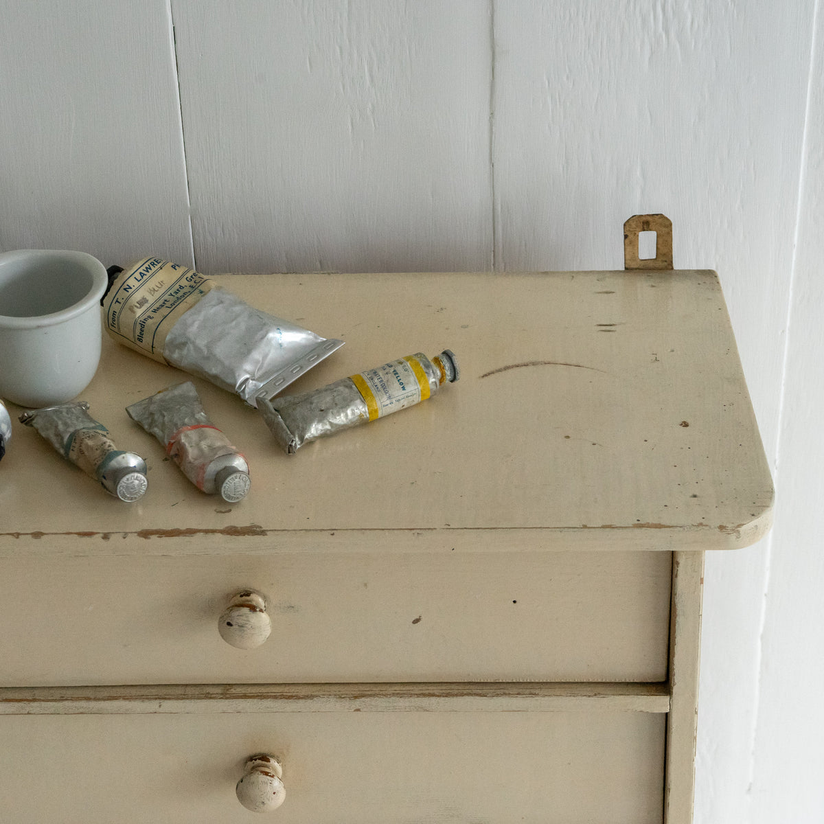 Vintage Bank of Pretty Cream Drawers