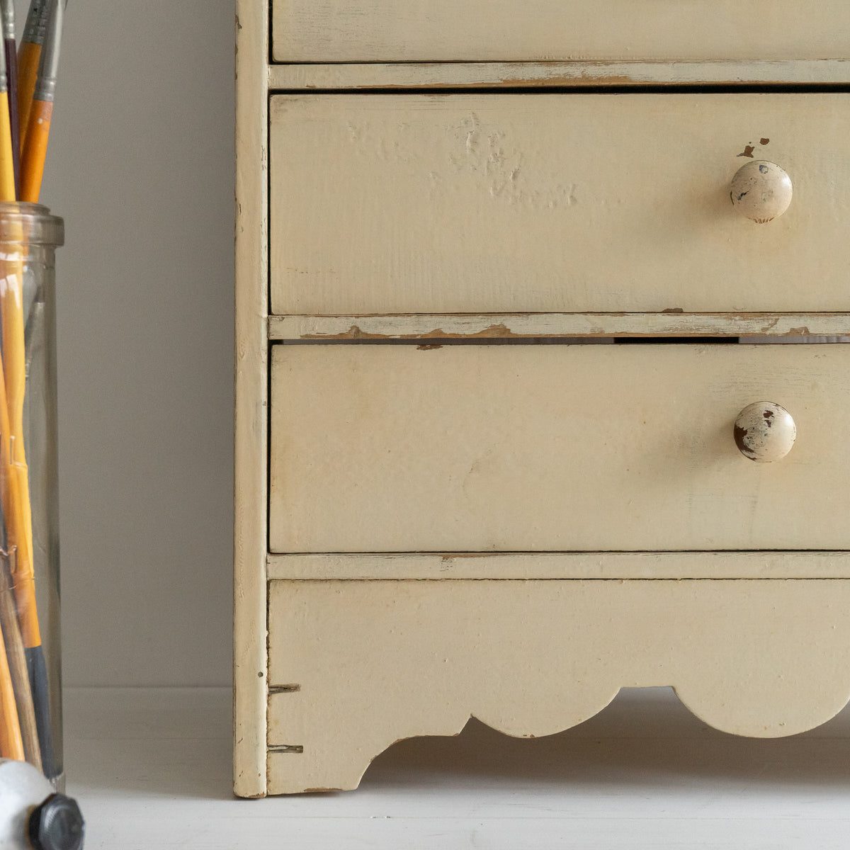Vintage Bank of Pretty Cream Drawers