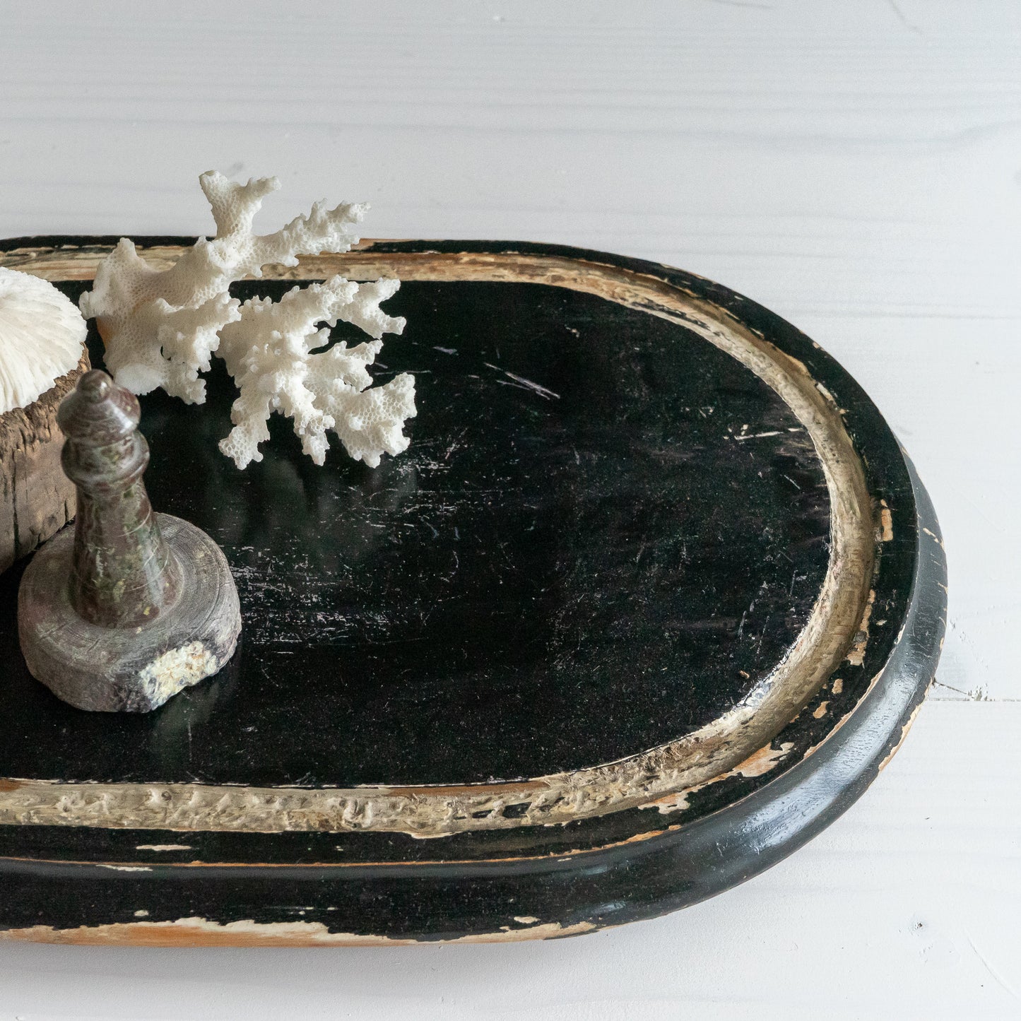 Vintage Ebonised Oval Dome Base