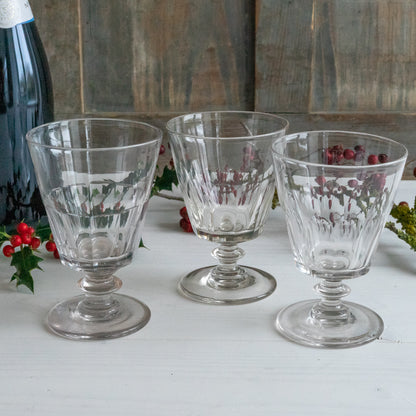 Vintage Faceted Wine Glass