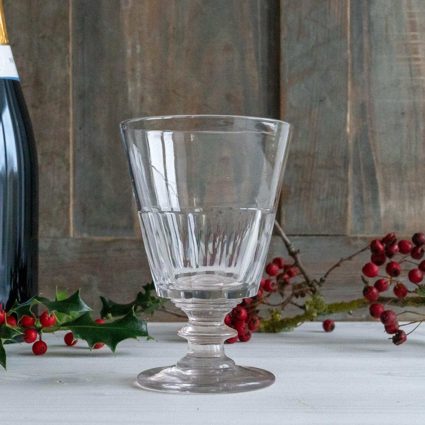 Vintage Faceted Wine Glass