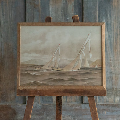Vintage Framed Henry Shields Clyde Yachts Print