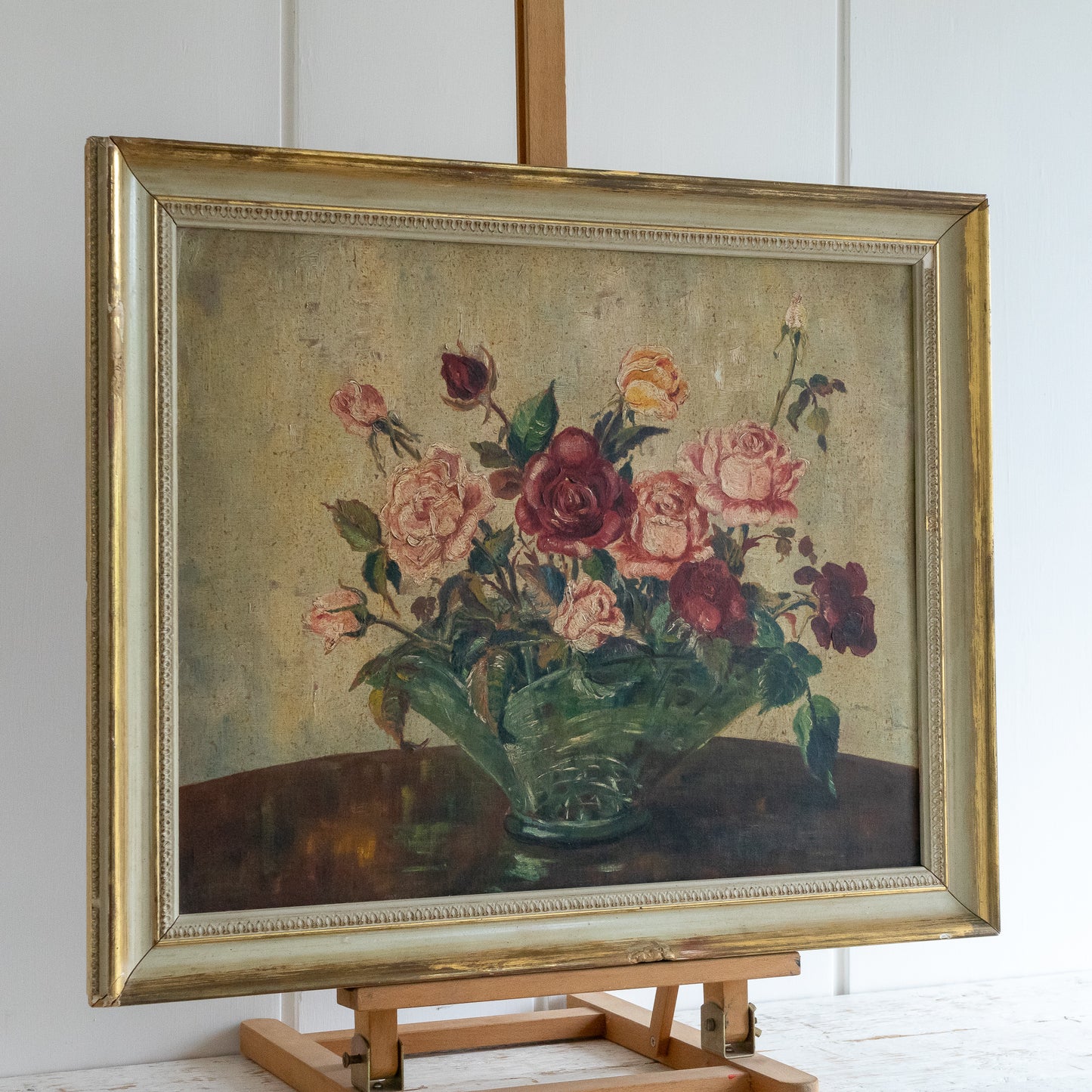 Vintage Framed Floral Oil Painting