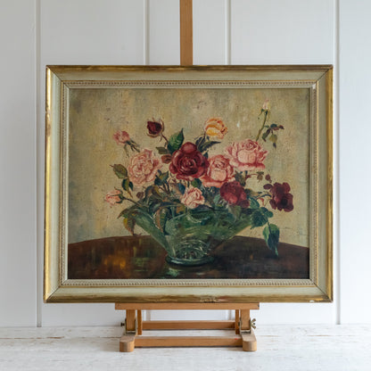 Vintage Framed Floral Oil Painting