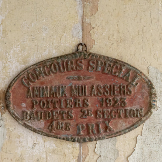 Vintage French Agricultural Award Plaque