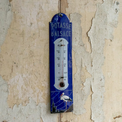 Vintage French Enamel Potasse D'alsace Thermometer