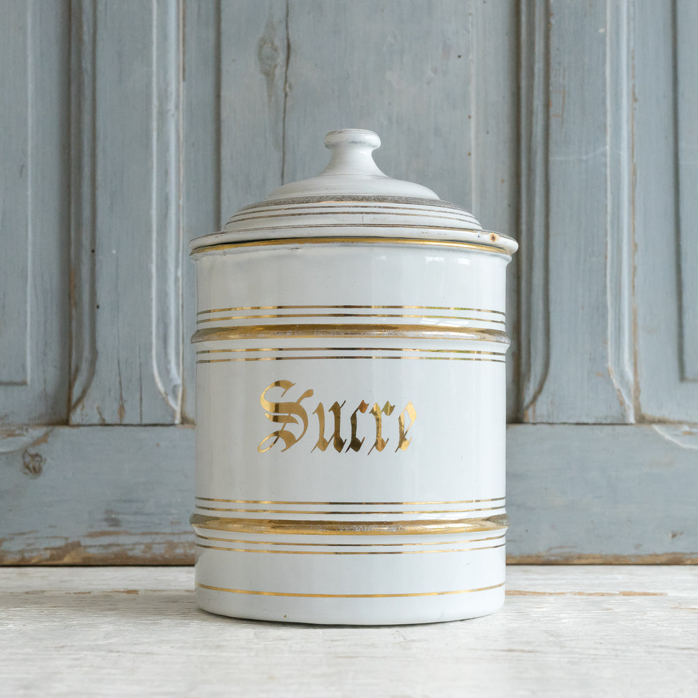 VINTAGE FRENCH ENAMEL STORAGE TINS