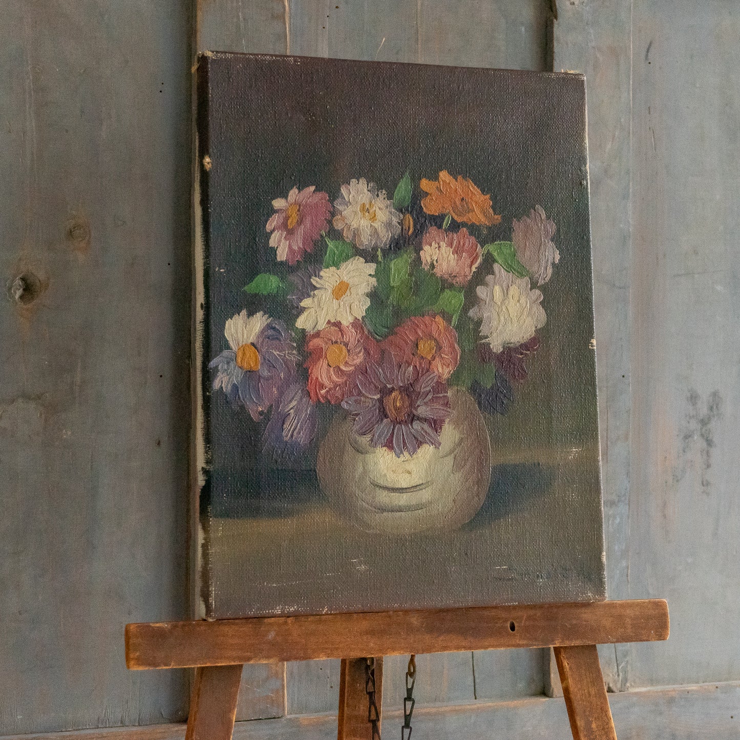 Vintage French Floral Oil Painting