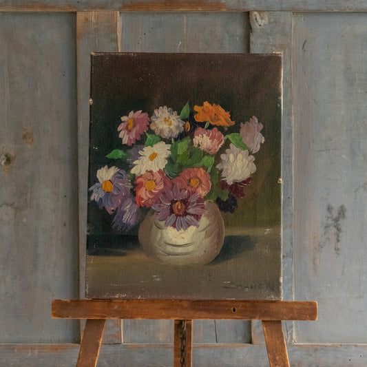Vintage French Floral Oil Painting