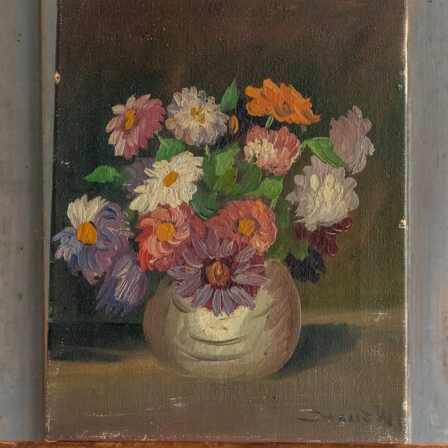 Vintage French Floral Oil Painting