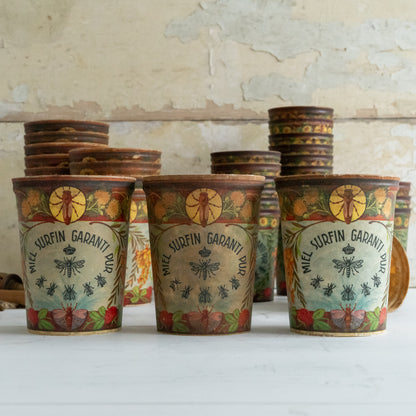 Vintage French Waxed Honey Pots