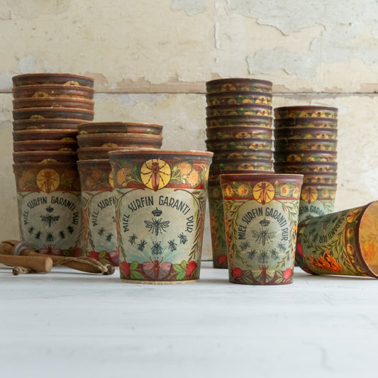 Vintage French Waxed Honey Pots