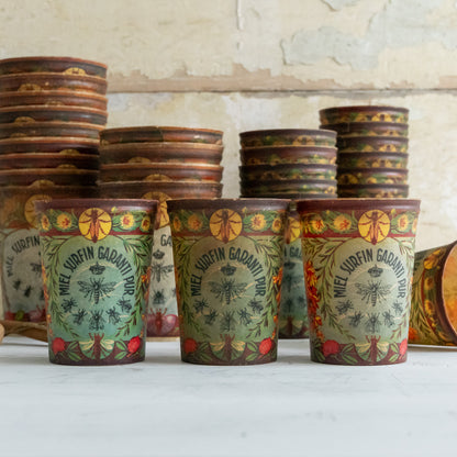 Vintage French Waxed Honey Pots