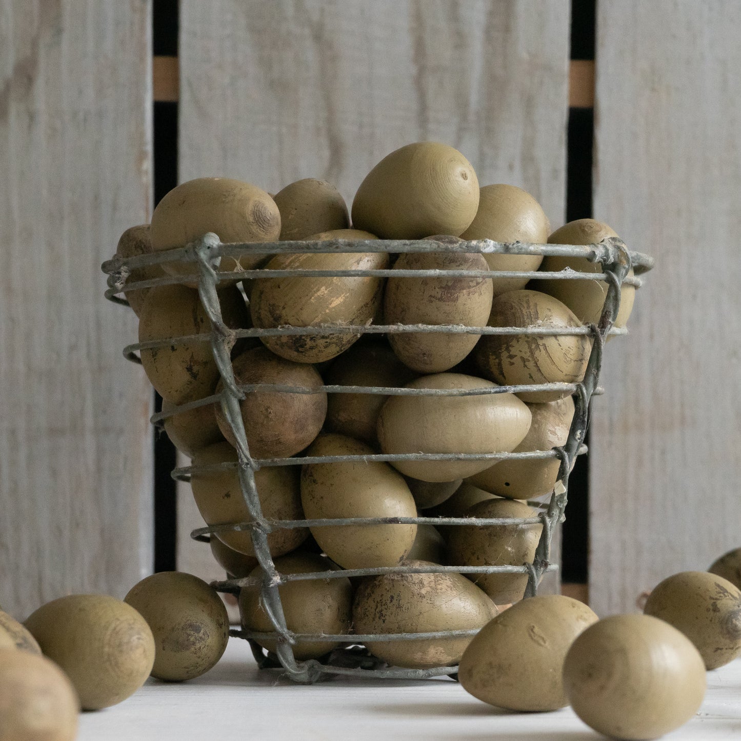 Vintage French Wooden Decoy Broody Eggs