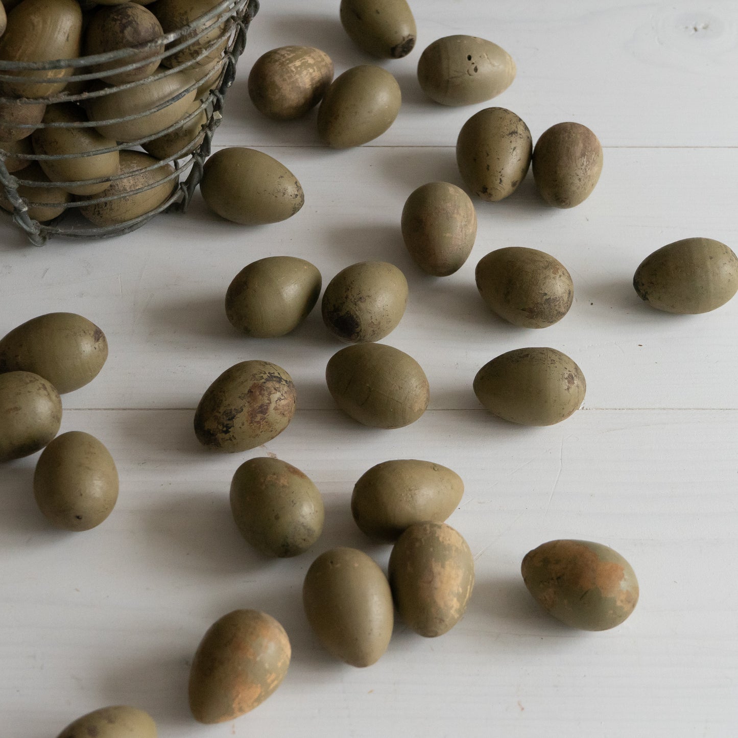 Vintage French Wooden Decoy Broody Eggs