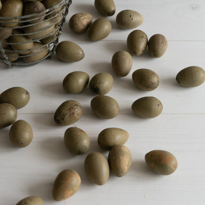 Vintage French Wooden Decoy Broody Eggs