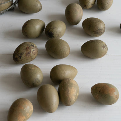 Vintage French Wooden Decoy Broody Eggs