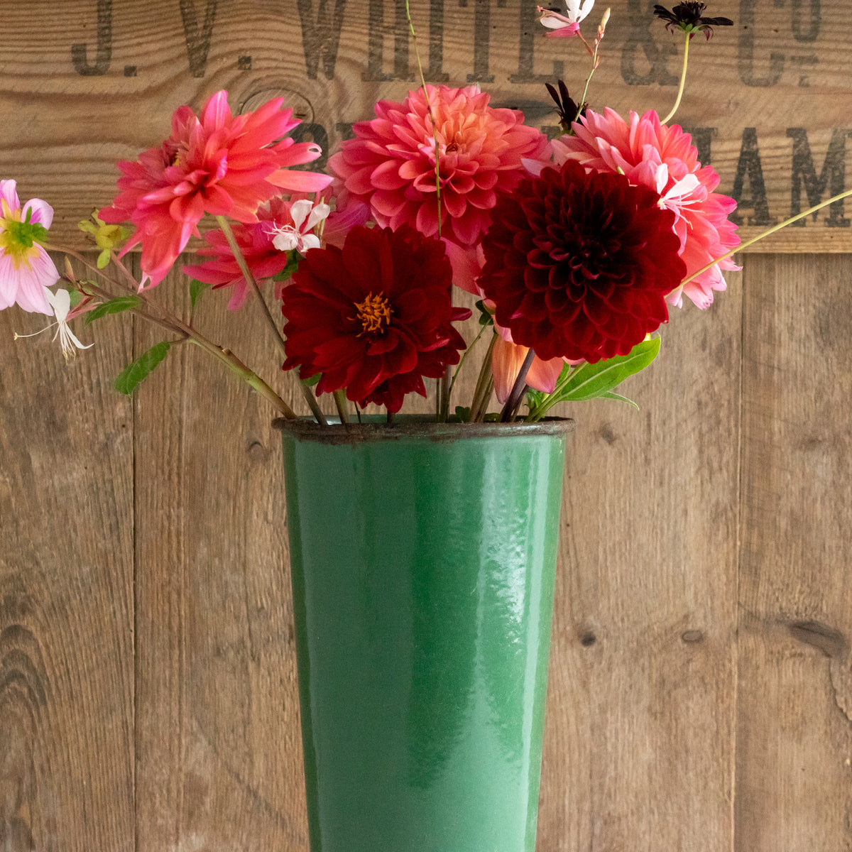 Vintage Green Enamel Horticultural Show Vase