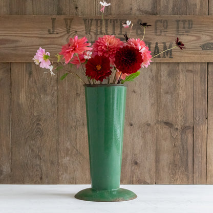 Vintage Green Enamel Horticultural Show Vase