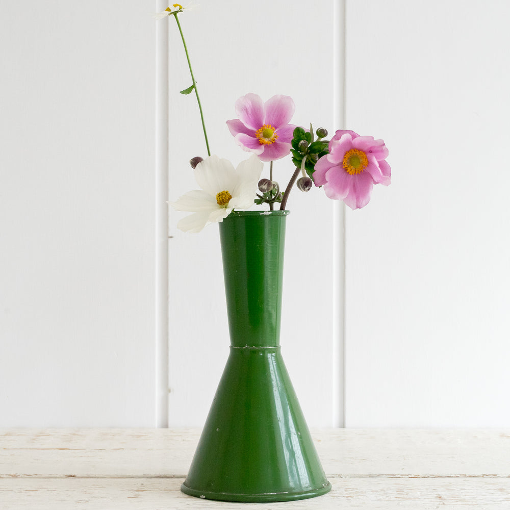 VINTAGE GREEN FLORAL HORTICULTURAL VASE