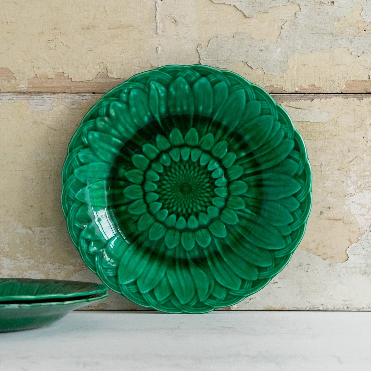Vintage Green Wedgwood Sunflower Majolica Plate